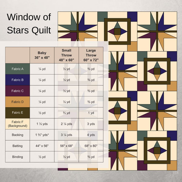 Window of Stars Quilt Pattern Digital Download